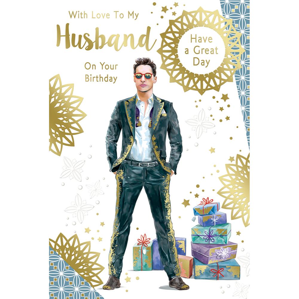 With Love To My Husband On Your Birthday Have a Great Day Celebrity Style Greeting Card