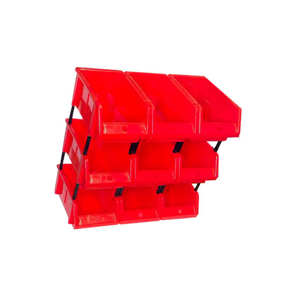 Stackable Red Storage Pick Bin with Riser Stands 245x158x108mm