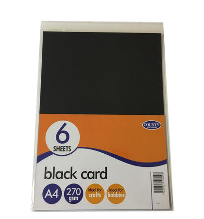 6 A4 Black Card Pack 270gsm