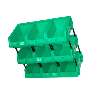 Stackable Green Storage Pick Bin with Riser Stands 170x118x75mm