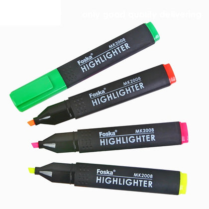Pack of 12 Slim Green Chisel Point Highlighters