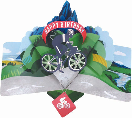 3D Cyclist Pop Up Happy Birthday Greeting Card With Bike 