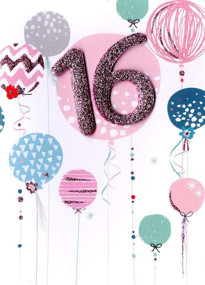 16th Birthday Balloons Greeting Card