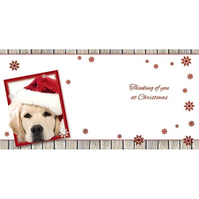 Golden Retriever Dog Wearing Santa Hat 3D Christmas Wishes Card