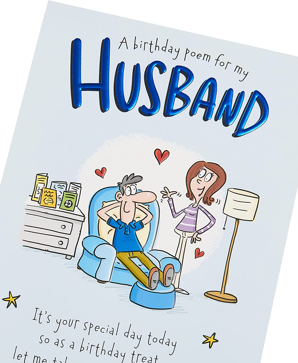 Funny Cartoon Design With Sentimental Poem Husband Birthday Card ...